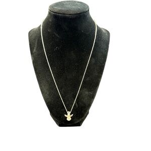 Avon birthstone angel Silver Necklace with angel  Charm in pink gift box NIB